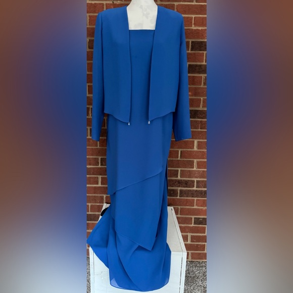 Ursula of Switzerland Dresses & Skirts - Ursula of Switzerland Sapphire Blue Layered Dress with Jacket